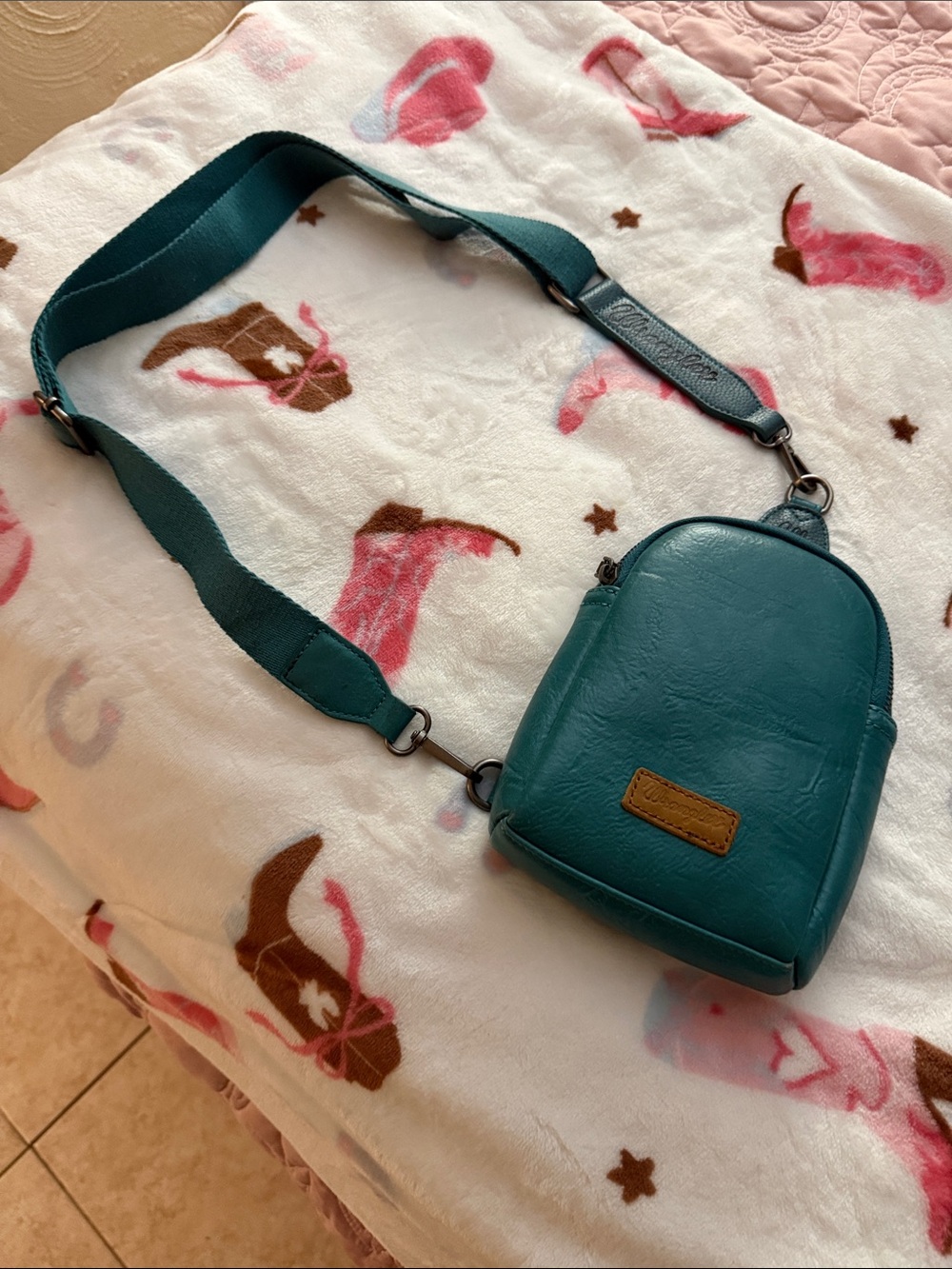 Wrangler Teal Mini Crossbody Bag with Wide Strap